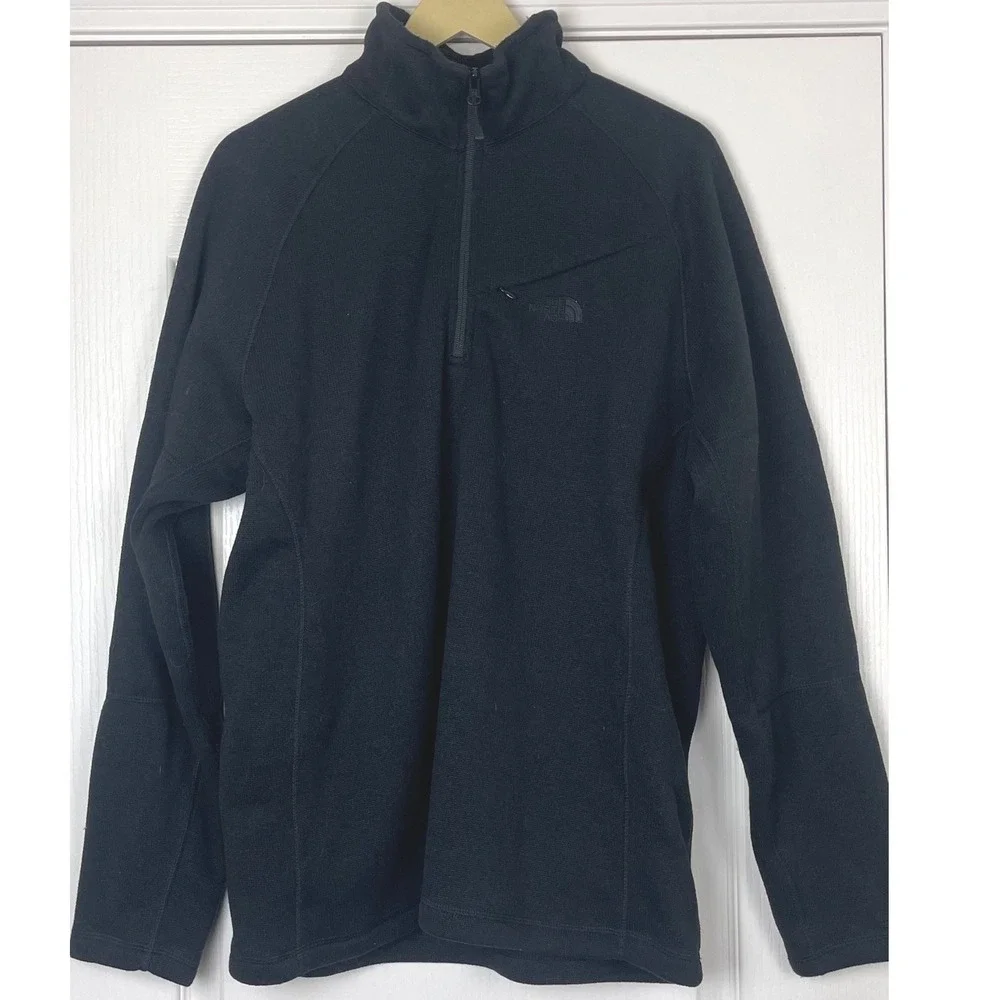 The North Face Mens Large Black Quarter Zip Fleece Pullover Jacket Mock Neck